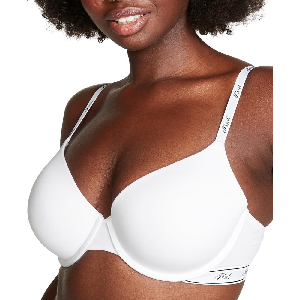 image:imageVictorias Secret Womens Pink Wear Everywhere Lightly Lined TShirt Bra Bras for Women 32A38DDOptic White Logo