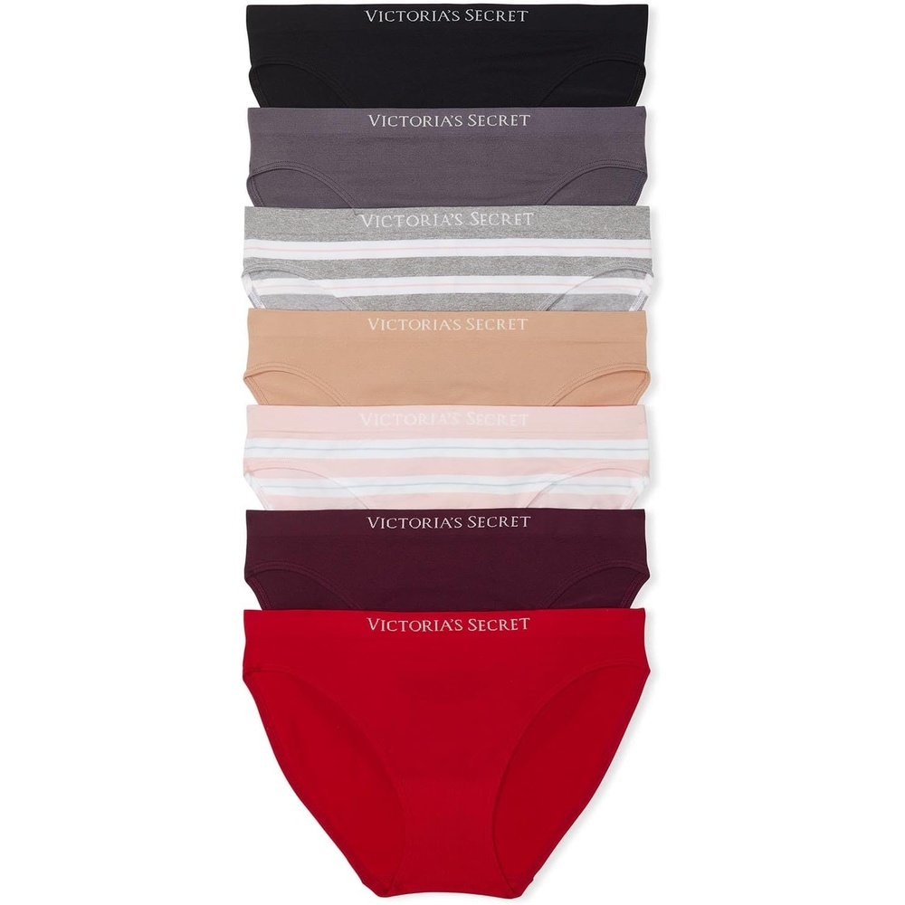 image:imageVictorias Secret Womens Seamless Bikini Underwear Moderate Coverage Panties for Women Multi Pack XSXXLBlackTornado GreyHeather GreyPralinePurest PinkKirLipstick