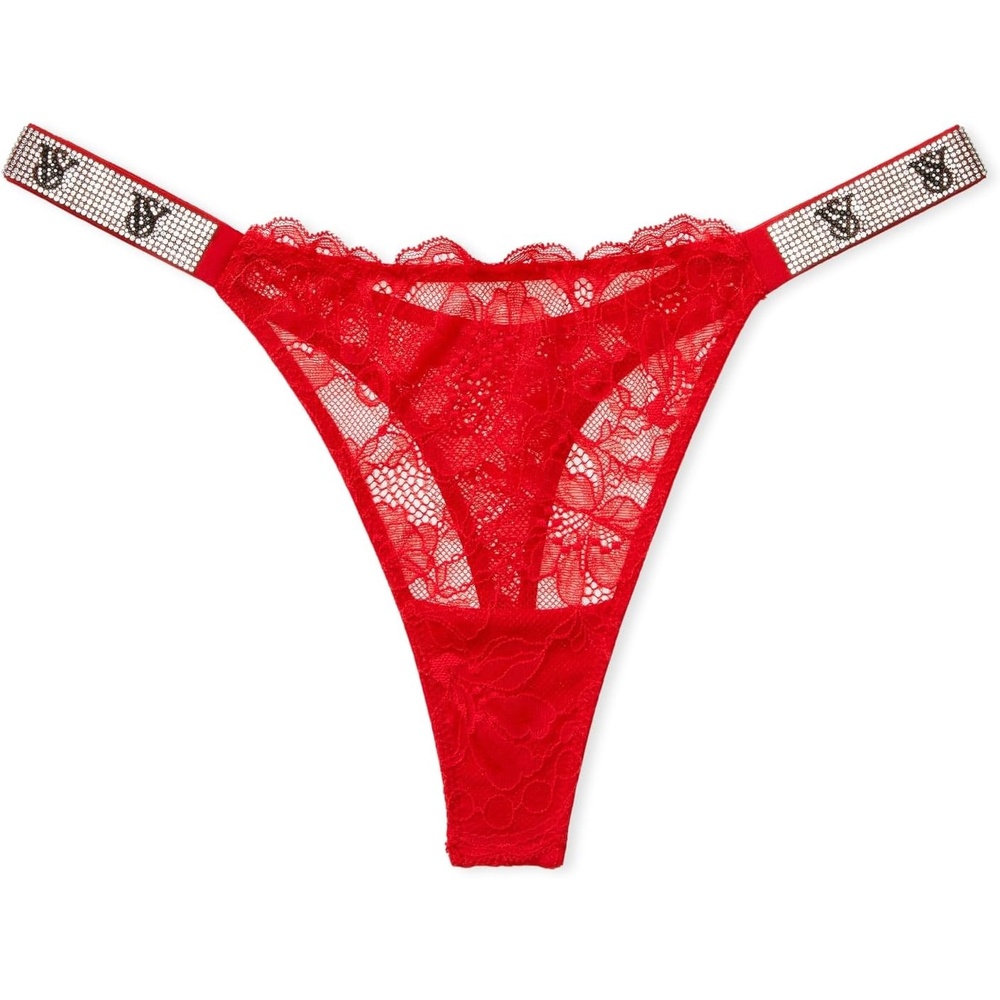 image:imageVictorias Secret Womens Very Sexy Shine Strap Thong Underwear Panties for Women XSXXLLipstick Red Lace Monogram