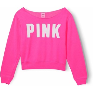 Victoria’s Secret PINK Fleece Cropped Sweatshirt(Atomic Pink Sans Logo)