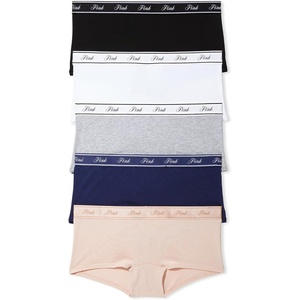 Victoria’s Secret PINK Women’s Cotton Logo Boyshort Underwear, Full Coverage Panties for Women, Multi Pack (XS-XXL)(Spring Basic)