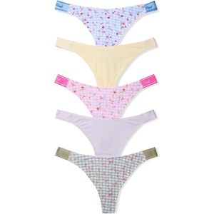 Victoria’s Secret PINK Women’s Cotton Logo Thong Underwear, Panties for Women (XS-XL)(Floral Gingham Pack)