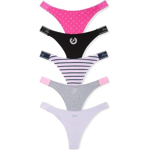 Victoria’s Secret PINK Women’s Cotton Logo Thong Underwear, Panties for Women (XS-XL)(Heritage Pack)