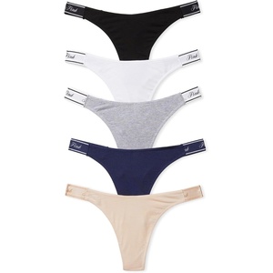 Victoria’s Secret PINK Women’s Cotton Logo Thong Underwear, Panties for Women (XS-XL)(Pink Basic Pack)