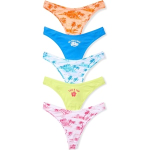 Victoria’s Secret PINK Women’s Cotton Thong Underwear, Panties for Women (XS-XL)(Palm Tree Toile Pack)