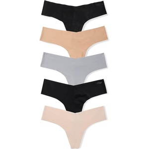 Victoria’s Secret PINK Women’s No Show Thong Underwear, Panties for Women (XS-XL)(Basic Pack)