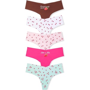 Victoria’s Secret PINK Women’s No Show Thong Underwear, Panties for Women (XS-XL)(Berry Pack)