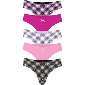 Victoria’s Secret PINK Women’s No Show Thong Underwear, Panties for Women (XS-XL)(Heritage Pink Plaid Pack)