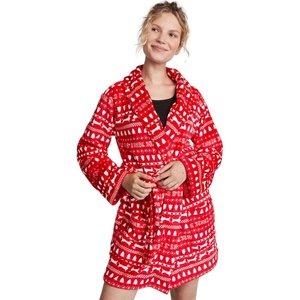 Victoria’s Secret Short Cozy Robe, Robes for Women (XS-XXL)(Red Pepper)