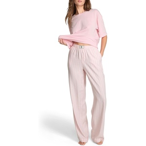 Victoria’s Secret Tee Pajama Set, Short Sleeve Cotton T Shirt and Flannel Pants, Sleepwear for Women (XS-XXL)(Pretty Blossom)