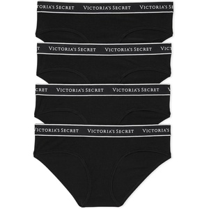 Victoria’s Secret Women’s Cotton Logo Hipster Underwear, Moderate Coverage Panties for Women, Multi Pack (XS-XXL)(Black)