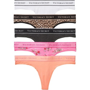 Victoria’s Secret Women’s Cotton Logo Thong Underwear, Panties for Women, Multi Pack (XS-XXL)(Logo Multi)