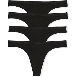 Victoria’s Secret Women’s Cotton Thong Underwear, Panties for Women, Multi Pack (XS-XXL)(Black)