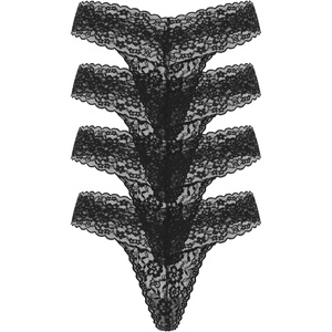 Victoria’s Secret Women’s Lace Thong Underwear, Panties for Women, Multi Pack(Black)