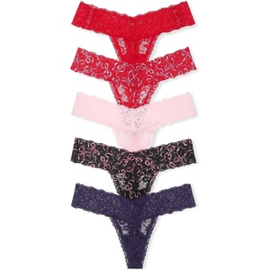 Victoria’s Secret Women’s Lace Thong Underwear, Panties for Women, Multi Pack(Bows Mix)