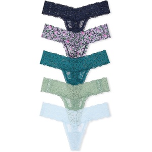 Victoria’s Secret Women’s Lace Thong Underwear, Panties for Women, Multi Pack(Floral & Solid Mix)