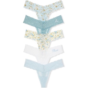 Victoria’s Secret Women’s Lace Thong Underwear, Panties for Women, Multi Pack(Floral Bridal Mix)