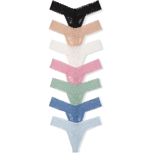 Victoria’s Secret Women’s Lace Thong Underwear, Panties for Women, Multi Pack(Nude & Pastel Pack)