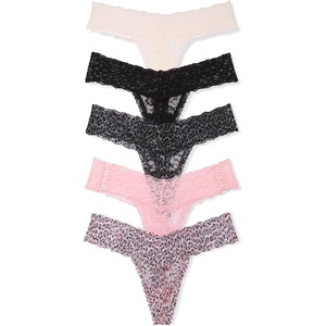 Victoria’s Secret Women’s Lace Thong Underwear, Panties for Women, Multi Pack(Solids & Leopard Print)