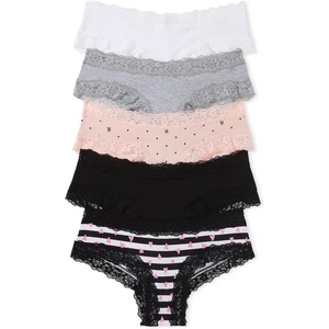 Victoria’s Secret Women’s Lace & Cotton Cheeky Underwear, Minimal Coverage Panties for Women, Multi Pack (XS-XXL)(Purest Pink Mix)