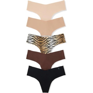 Victoria’s Secret Women’s No Show Thong Underwear, Panties for Women, Multi Pack (XS-XXL)(Animal Print)