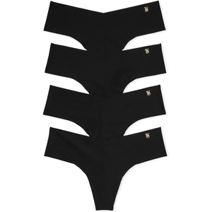 Victoria’s Secret Women’s No Show Thong Underwear, Panties for Women, Multi Pack (XS-XXL)(Black)