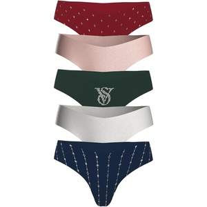 Victoria’s Secret Women’s No Show Thong Underwear, Panties for Women, Multi Pack (XS-XXL)(Solid & Dot Mix)