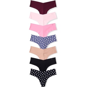 Victoria’s Secret Women’s No Show Thong Underwear, Panties for Women, Multi Pack (XS-XXL)(Solid & Dot Pack)