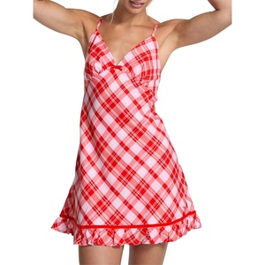 Victoria’s Secret Women’s PINK Flannel Sleep Slip Dress, Sleepwear for Women(Red Plaid)