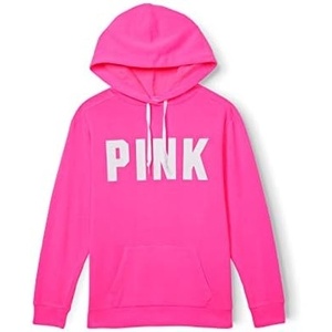 Victoria’s Secret Women’s PINK Logo Campus Hoodie Sweatshirt (XS-XXL)(Atomic Pink Sans Logo)