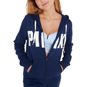 Victoria’s Secret Women’s PINK Logo Full Zip-up Sweatshirt (XS-XXL)(Ensign Sans Logo)