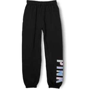 Victoria’s Secret Women’s Pink Logo Campus Sweatpants, Womens Sweatpants, (XS-XXL)(Pure Black Blur Classic Logo)