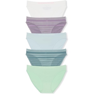 Victoria’s Secret Women’s Seamless Bikini Underwear, Moderate Coverage Panties for Women, Multi Pack (XS-XXL)(Solid & Stripes Mix)