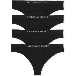 Victoria’s Secret Women’s Seamless Thong Underwear, Panties for Women, Multi Pack (XS-XXL)(Black)