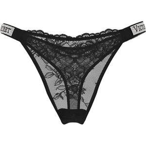 Victoria’s Secret Women’s Very Sexy Shine Strap Thong Underwear, Panties for Women (XS-XXL)(Black Lace)