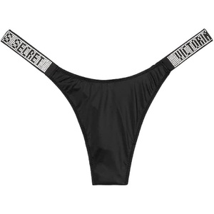 Victoria’s Secret Women’s Very Sexy Shine Strap Thong Underwear, Panties for Women (XS-XXL)(Black Smooth)