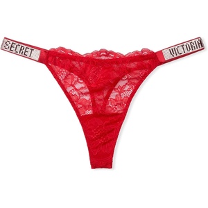 Victoria’s Secret Women’s Very Sexy Shine Strap Thong Underwear, Panties for Women (XS-XXL)(Lipstick Red Lace)